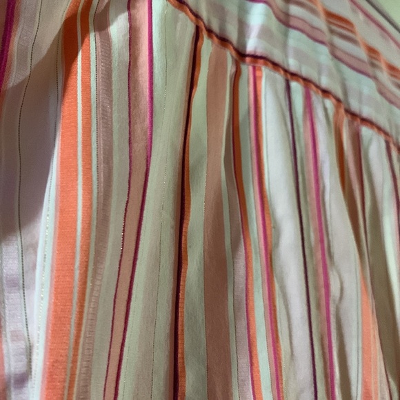 NY & Co. Women’s Medium Pink & Gold striped button down fitted  shirt - Picture 3 of 3